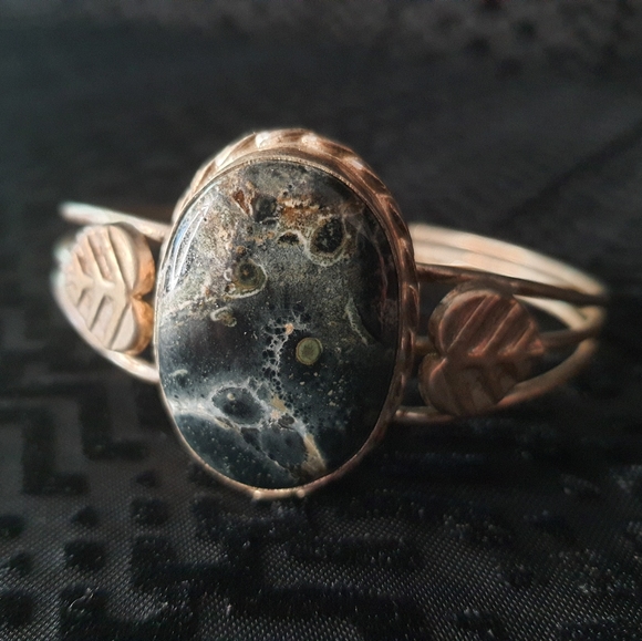 Vintage Jasper & Silver Bracelet - Picture 2 of 10